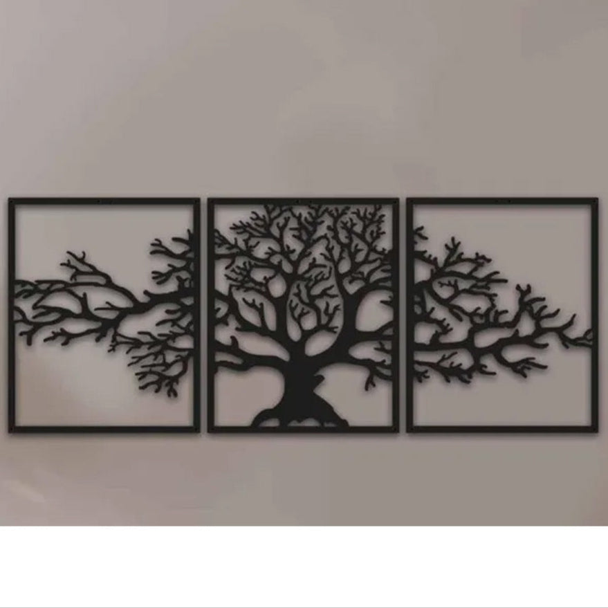 Ağaç Desenli 3 Parça Dekoratif Duvar Süsü