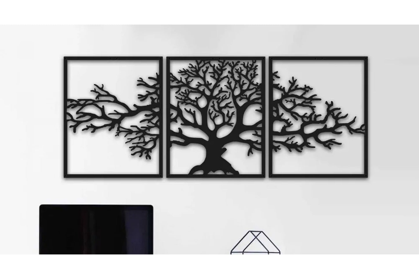 Ağaç Desenli 3 Parça Dekoratif Duvar Süsü