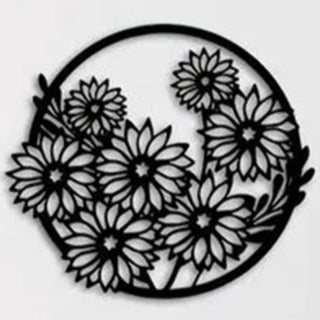 Yuvarlak Çiçek Desenli 3 Parça Dekoratif Duvar Süsü