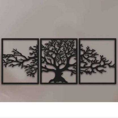 Ağaç Desenli 3 Parça Dekoratif Duvar Süsü